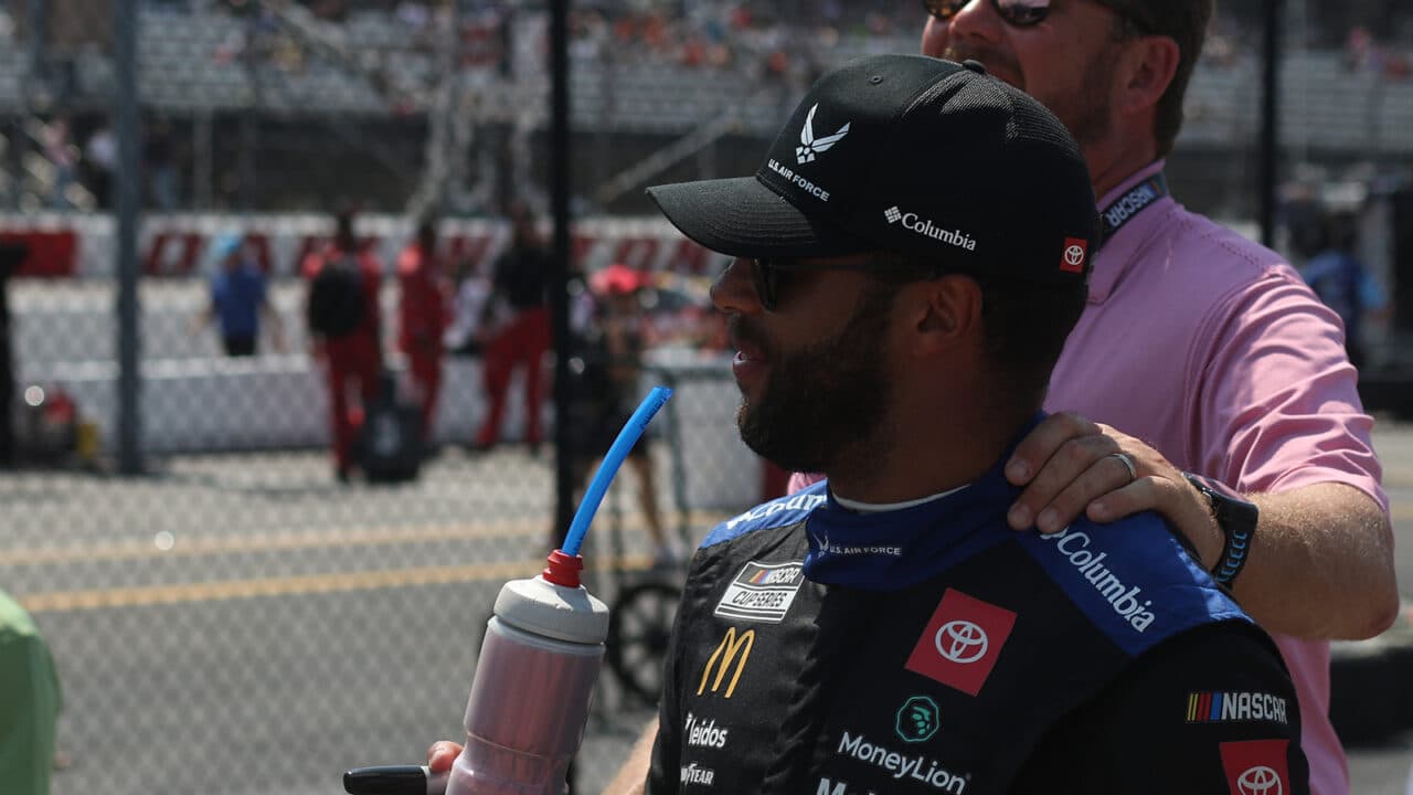 hero image for Bubba Wallace Takes Pole Over Hocevar for Cook Out Southern 500 at Darlington