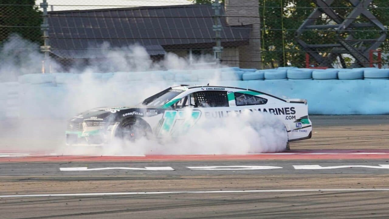 hero image for Chris Buescher Makes Last-Lap Pass on Shane Van Gisbergen; Plays Playoff Spoiler at Watkins Glen