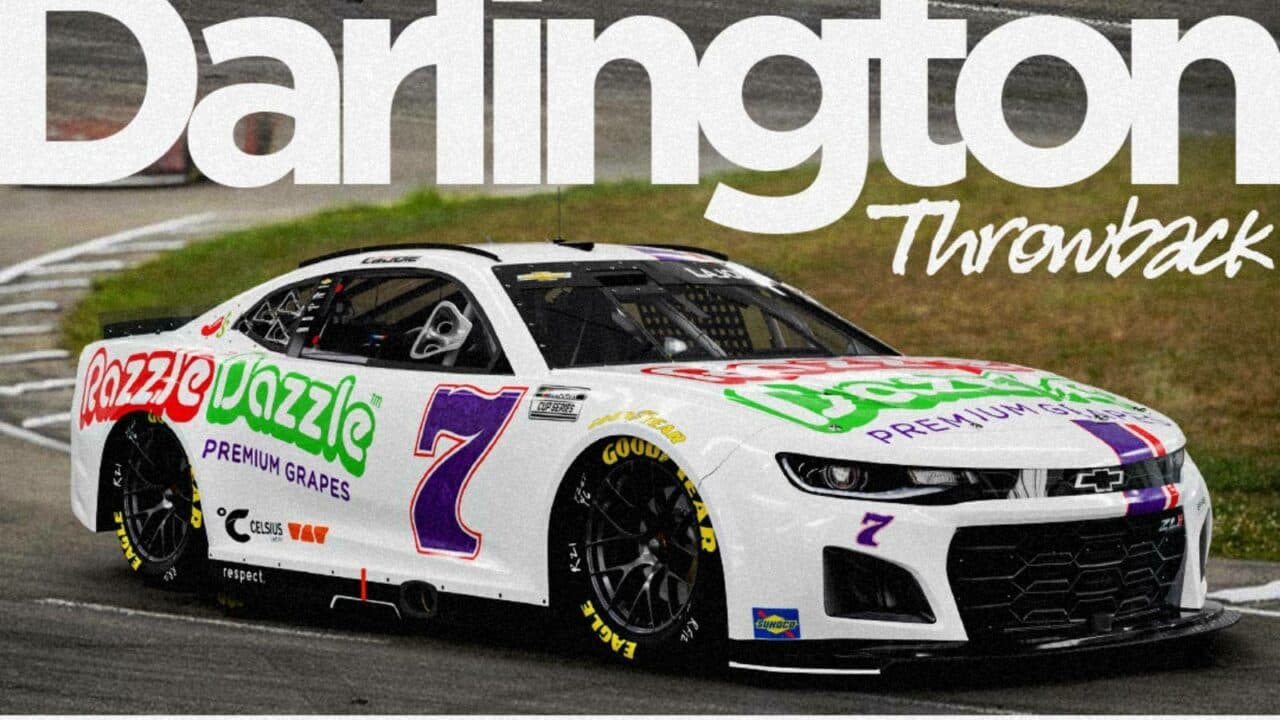 hero image for Razzle Dazzle Grapes Joins Corey LaJoie, Spire Motorsports for Throwback Weekend at Darlington