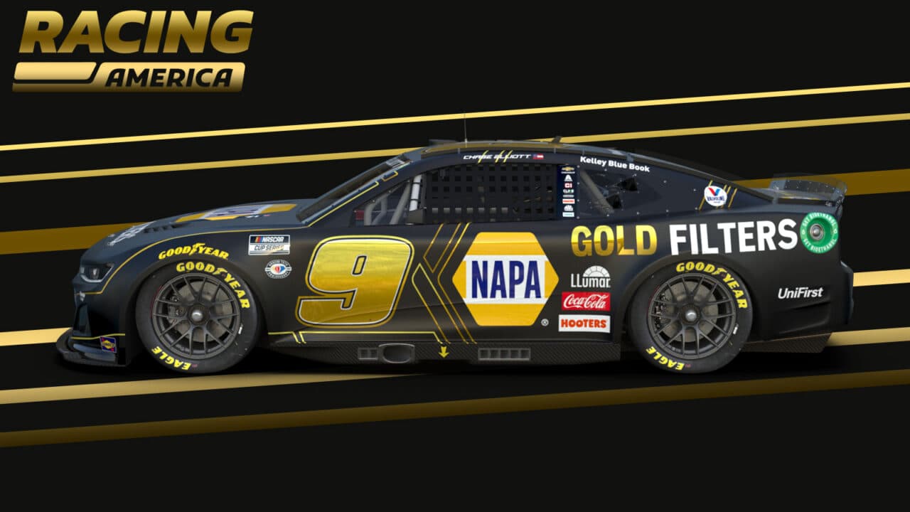 hero image for Chase Elliott to Pilot Black and Gold NAPA Gold Filters Car at Bristol