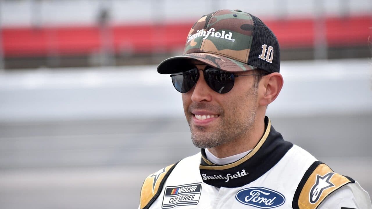 hero image for Aric Almirola Leading Field to Green in Quaker State 400 at Atlanta