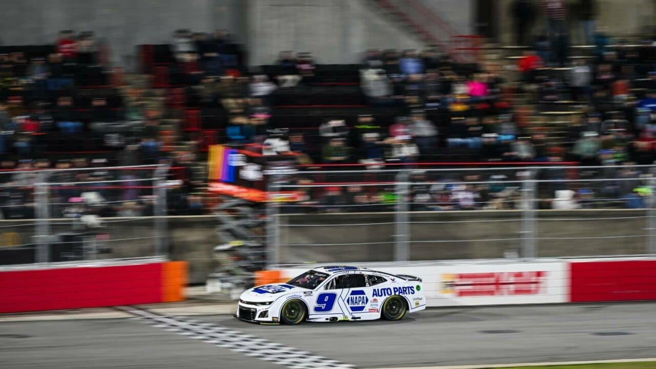 hero image for Chase Elliott Earns Cook Out Clash Pole After Wild Bowman Gray Heat Races